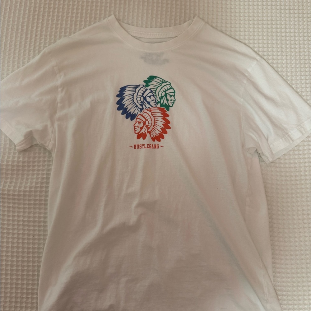 LRG White T-Shirt with Black Hustle Gang Logo